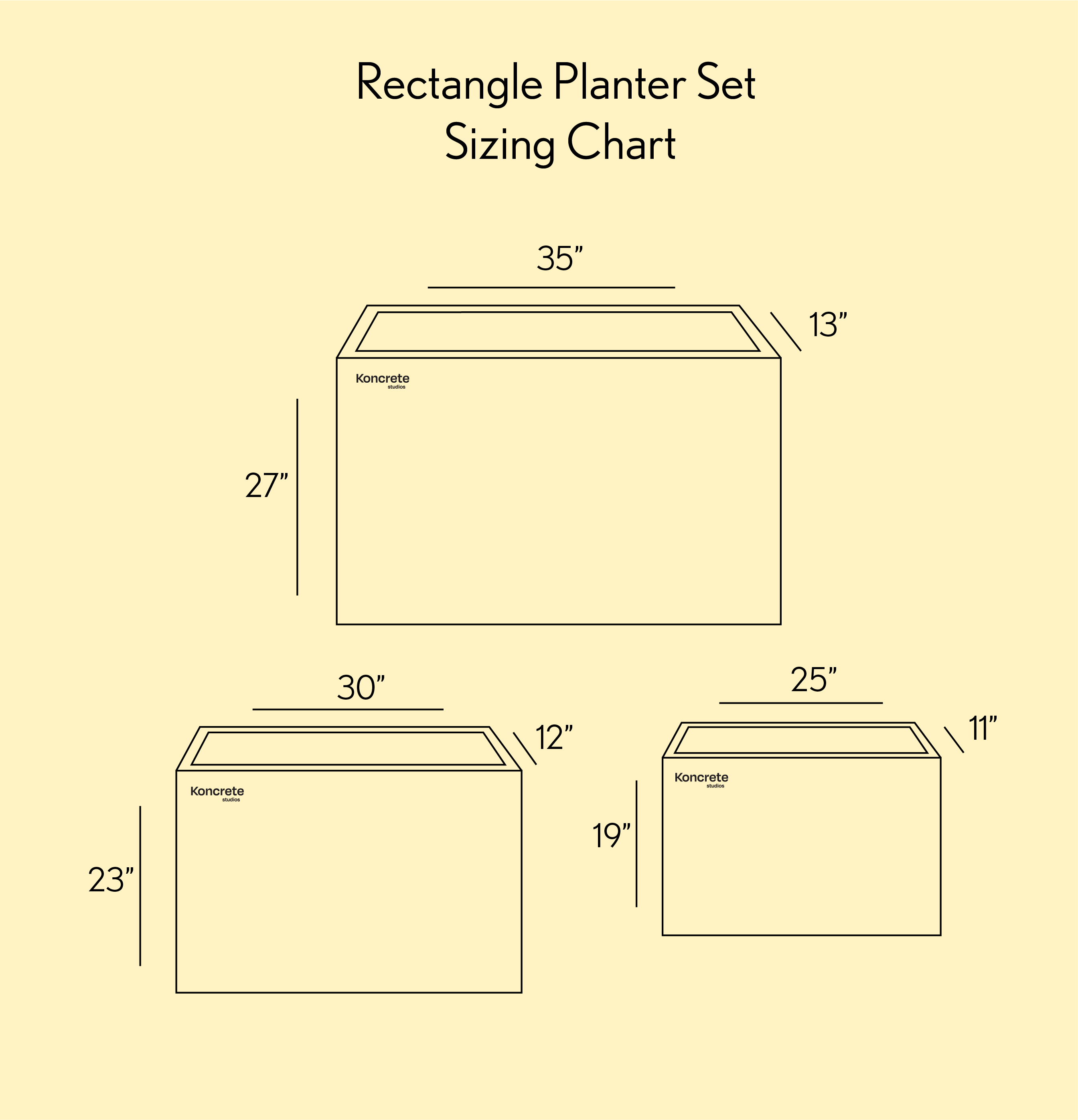 Rectangle Concrete Planter Set